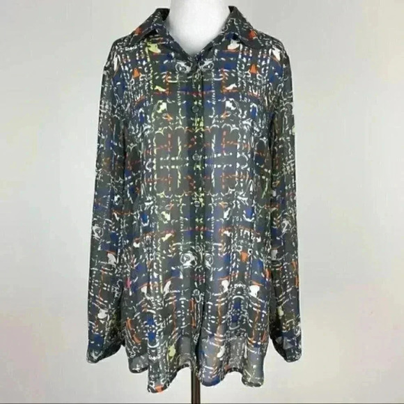 Cabi top size L artsy button down style# 129 artsy - Picture 1 of 11
